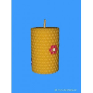 Svíčka ze včelího vosku, točená z mezistěny zdobená, 4/7, B/R.