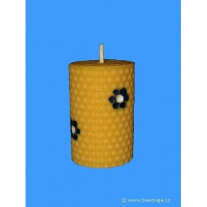 Svíčka ze včelího vosku, točená z mezistěny zdobená, 4/7, B/M.
