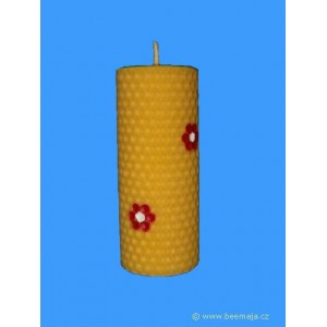Svíčka ze včelího vosku, točená z mezistěny zdobená, 4/11, B/Č.
